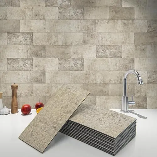 Art3d subway style peel and stick tile in stone beige for kitchen counters