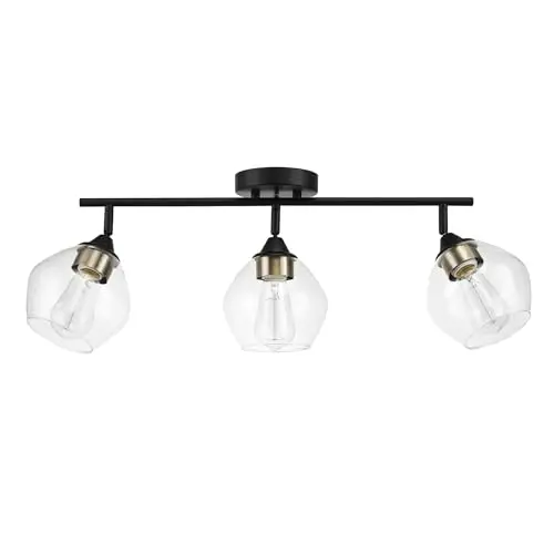 GLOBE Electric Harrow track lighting with matte black finish and clear glass shades