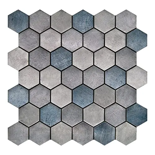 Kieacia blue marble pattern peel and stick tile with wood texture