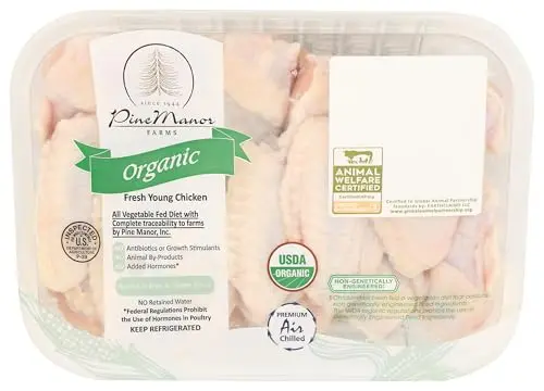 Pine Manor Organic Split Chicken Wings raw and fresh