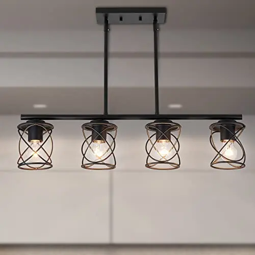 mavcadonf black linear pendant light with four bulbs
