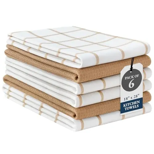 LANE LINEN Cotton Kitchen Towels in beige