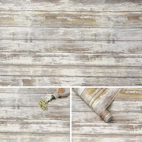 Arthome grey wood grain contact paper with rustic vintage pattern