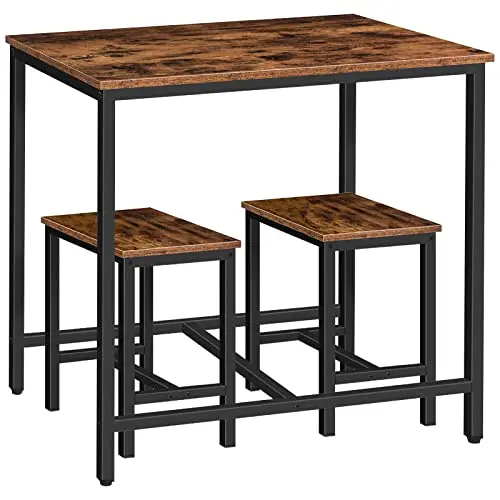 HOOBRO industrial kitchen table set with two stools
