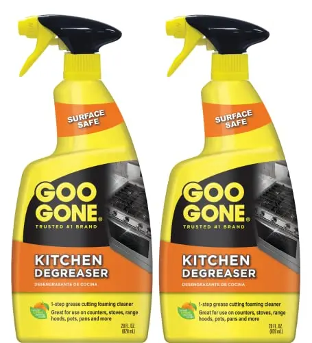 Goo Gone Foaming Kitchen Degreaser can with foam formula