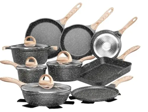 JEETEE non-stick cookware set with gray finish