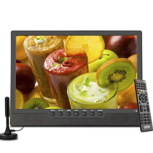 OTHOIG 14 inch portable TV with built-in battery and multiple ports