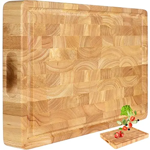 FANICHI acacia wood end-grain cutting board with juice groove