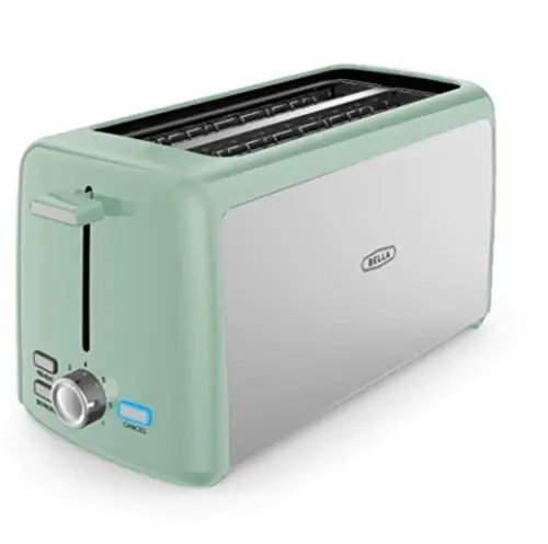 BELLA 4 Slice Toaster in stainless steel and sage color