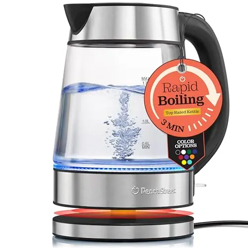 Peach Street glass electric kettle with blue illumination