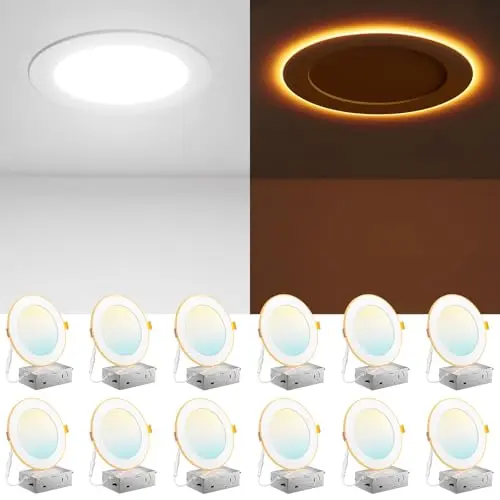 Amico 6-inch LED recessed ceiling light with night light feature