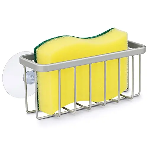 HLOOL matte silver sponge holder for kitchen sink