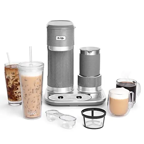 Mr. Coffee 4-in-1 latte maker with built-in milk frother and reusable tumbler