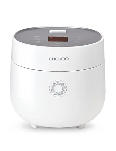 CUCKOO compact rice cooker in white with sleek design