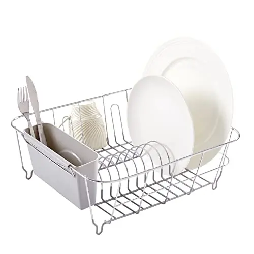 Sweet Home Collection dish drainer set inside a kitchen sink