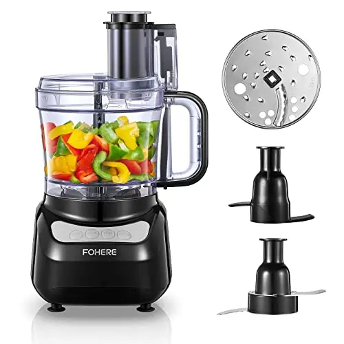 FOHERE 12-cup food processor with multiple blades for cabbage shredding