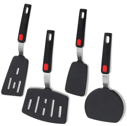 Wiztoynia 4-piece silicone spatula set with slotted and solid turners