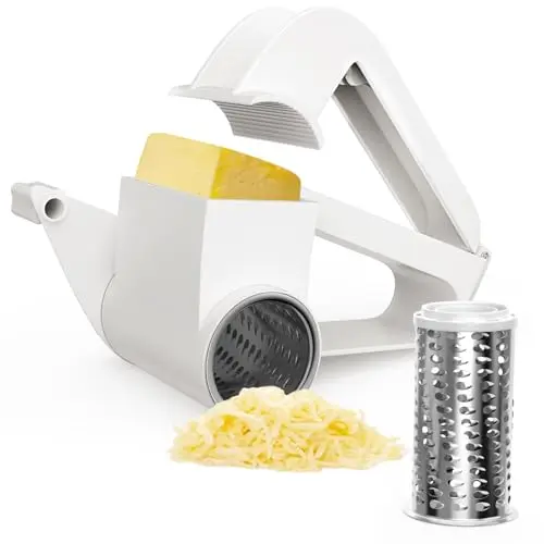 NEZUIBAN white rotary cheese grater with ergonomic handle