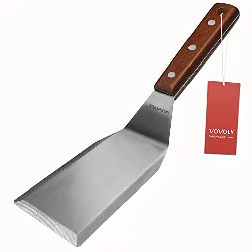VOVOLY Professional Metal Spatula with full tang wooden handle
