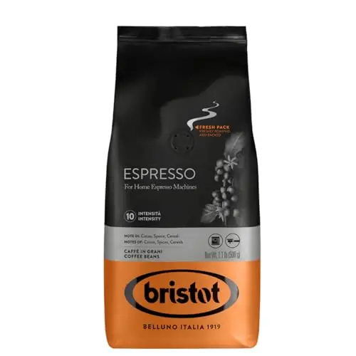 Bristot Italian Espresso whole bean coffee bag with medium roast