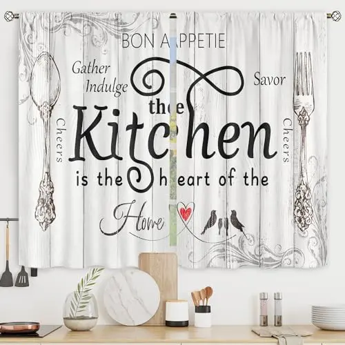 RIYIDECOR Rustic Farmhouse Kitchen Curtains