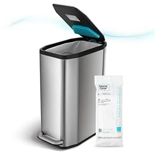 Home Zone Living slim kitchen trash can with CleanAura odor control