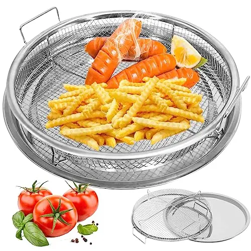 GCQ silver round air fryer basket and tray set for convection ovens