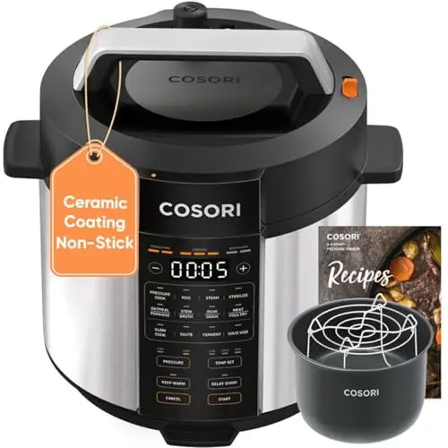 COSORI silver pressure cooker with ceramic inner pot