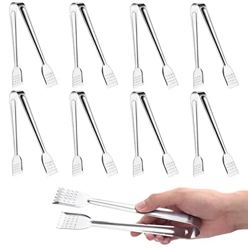 Tcoin 8 pack of 7-inch stainless steel serving tongs