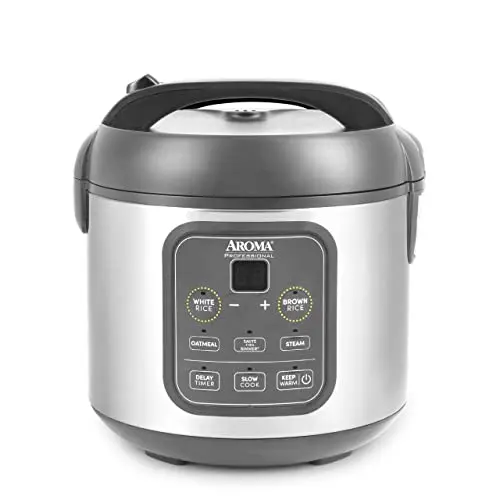 AROMA Professional digital rice cooker with oatmeal mode and stainless steel exterior