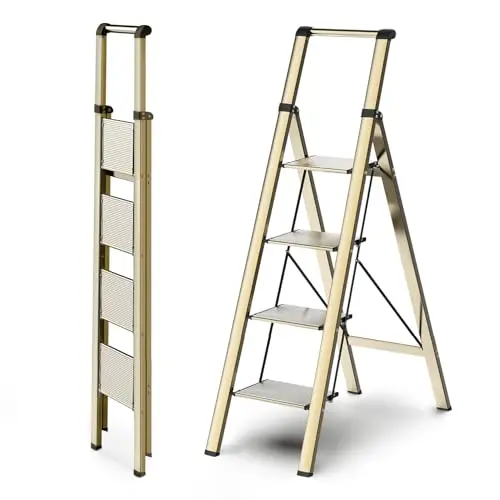 WOA WOA 4-step aluminum ladder in gold with top handle