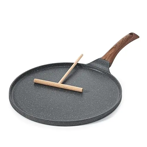 SENSARTE nonstick crepe pan with flat cooking surface and wooden spreader