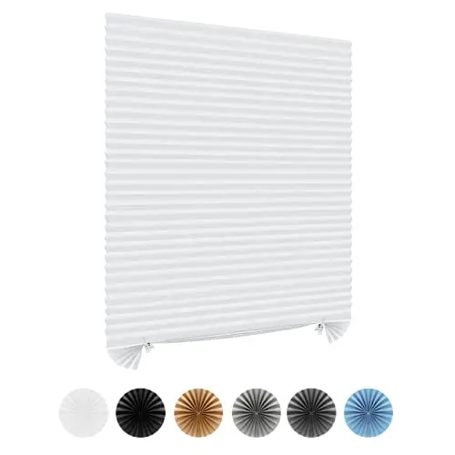 Maritown white pleated paper blinds with adhesive mounting