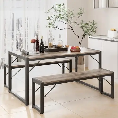 Gizoon dining table set with two benches for small kitchen
