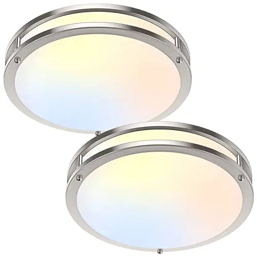 TOBUSA 13-inch LED flush mount ceiling light with brushed nickel finish