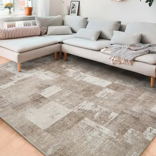 AELENMU abstract soft washable area rug under kitchen table