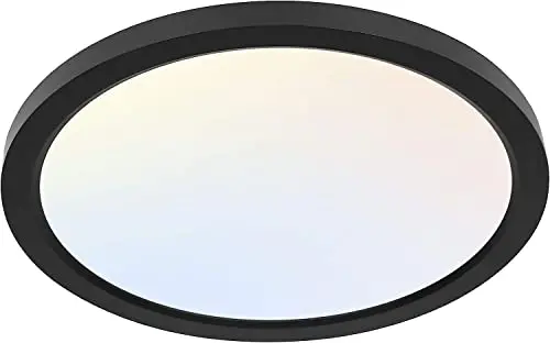 Hykolity black round flat panel LED flush mount ceiling light