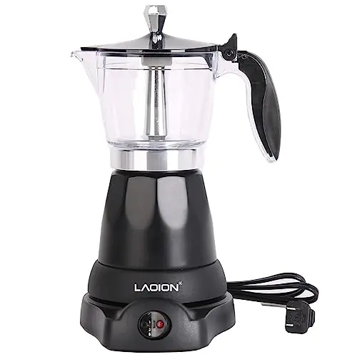 LAOION electric Cuban coffee maker with transparent container and modern design