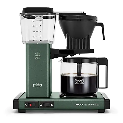 Technivorm Moccamaster coffee maker with juniper finish and glass carafe