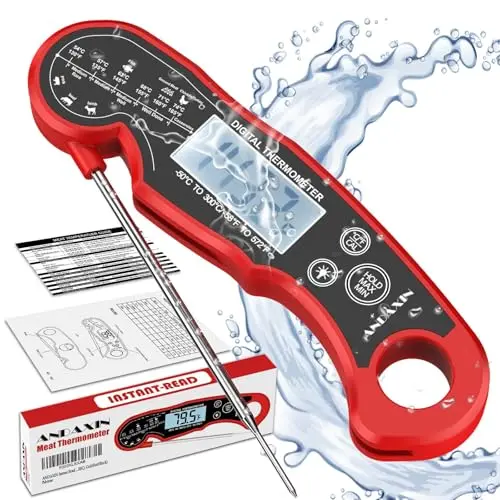 ANDAXIN red and black digital cooking thermometer with backlit display