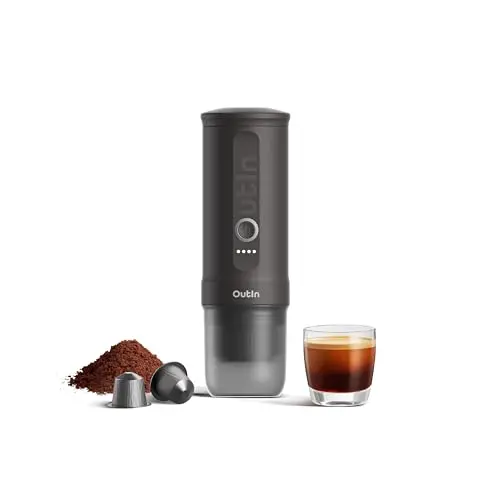 OutIn Nano portable electric espresso machine with modern cylindrical design