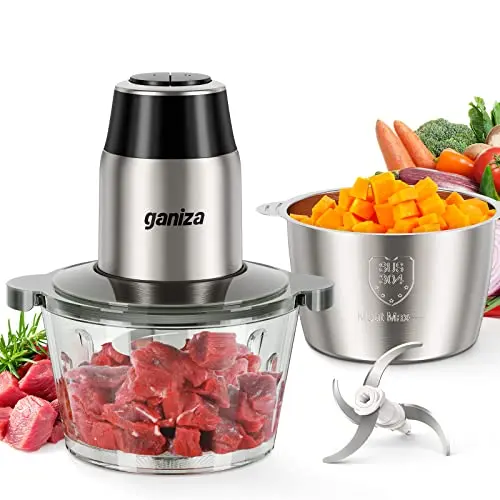 GANIZA food processor with dual bowls and blades