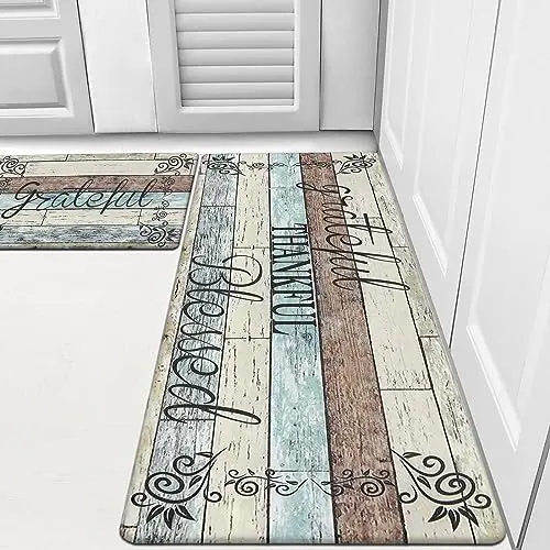 HEBE farmhouse style kitchen mat set with floral patterns