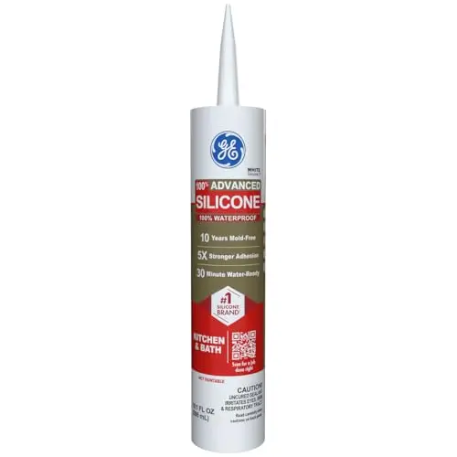 GE Advanced Silicone Caulk white cartridge for kitchen and bathroom