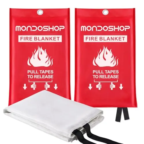 Mondoshop white fire blanket pack with easy deployment