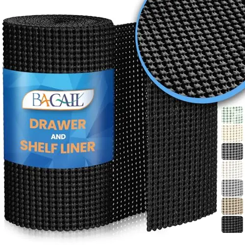 BAGAIL non-adhesive drawer liner with strong grip in black color