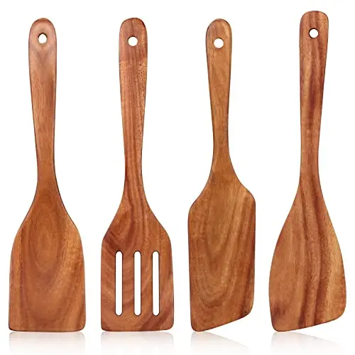 Ayiaren 4-piece teak wood utensil set with various spatula styles