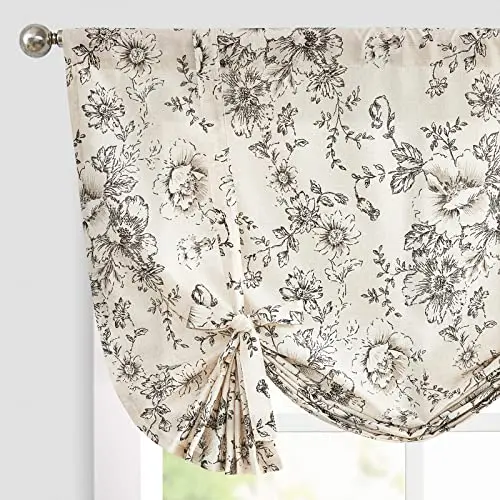 jinchan floral linen valance with tie-up feature in kitchen