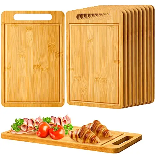 Nuenen bamboo cutting boards bulk pack with handles for kitchen use