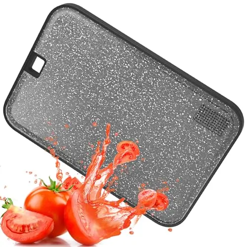 Viretang plastic cutting board with juice grooves and non-slip edge